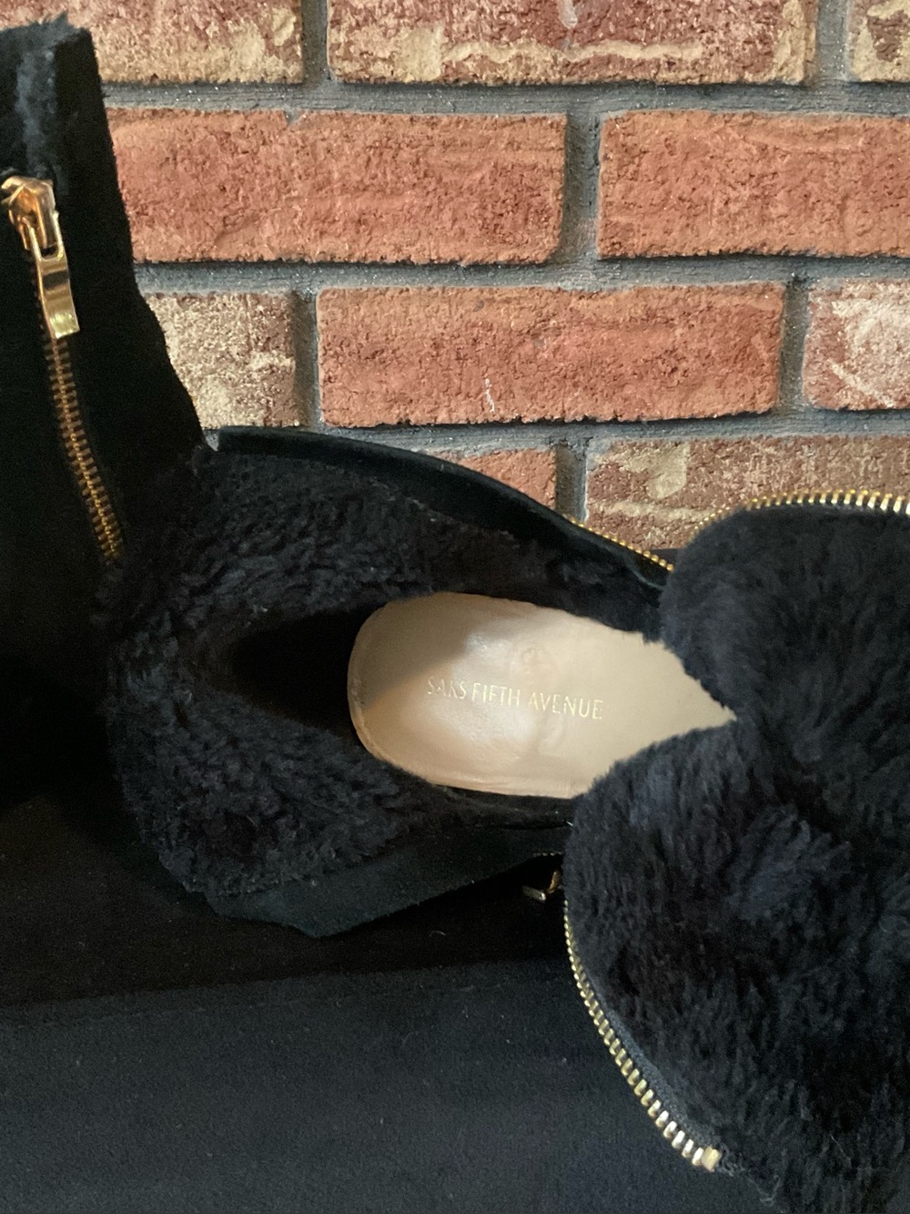 Saks Fifth Avenue Black Faux-Fur Zip Women’s Booties